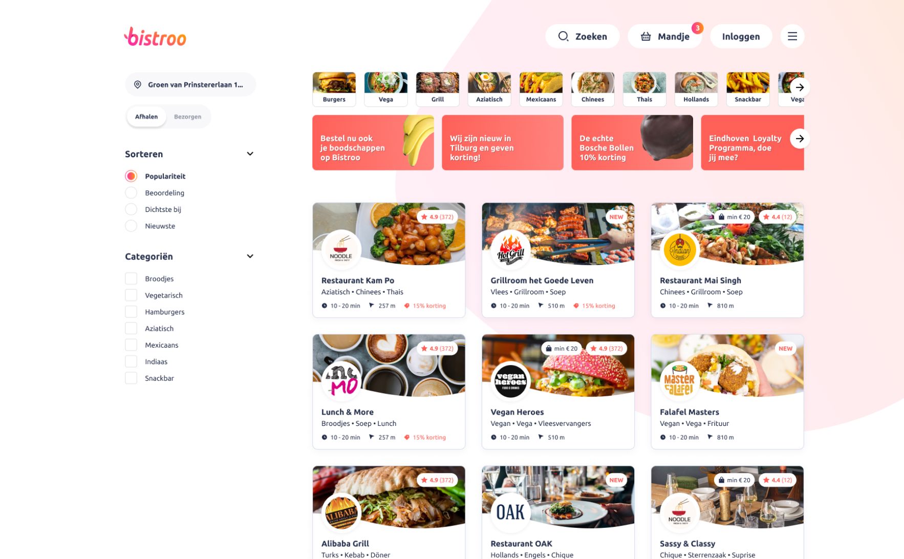 Bistroo marketplace on mobile